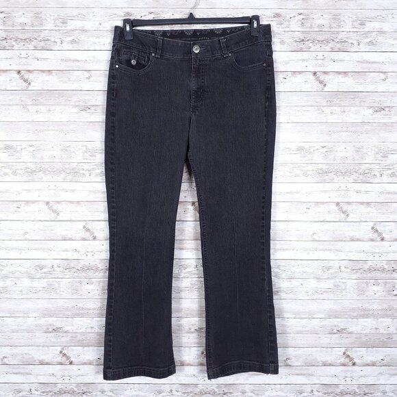 Lee Womens Jeans Size 16 Stretch Comfort Waist Black 671A - Picture 1 of 4